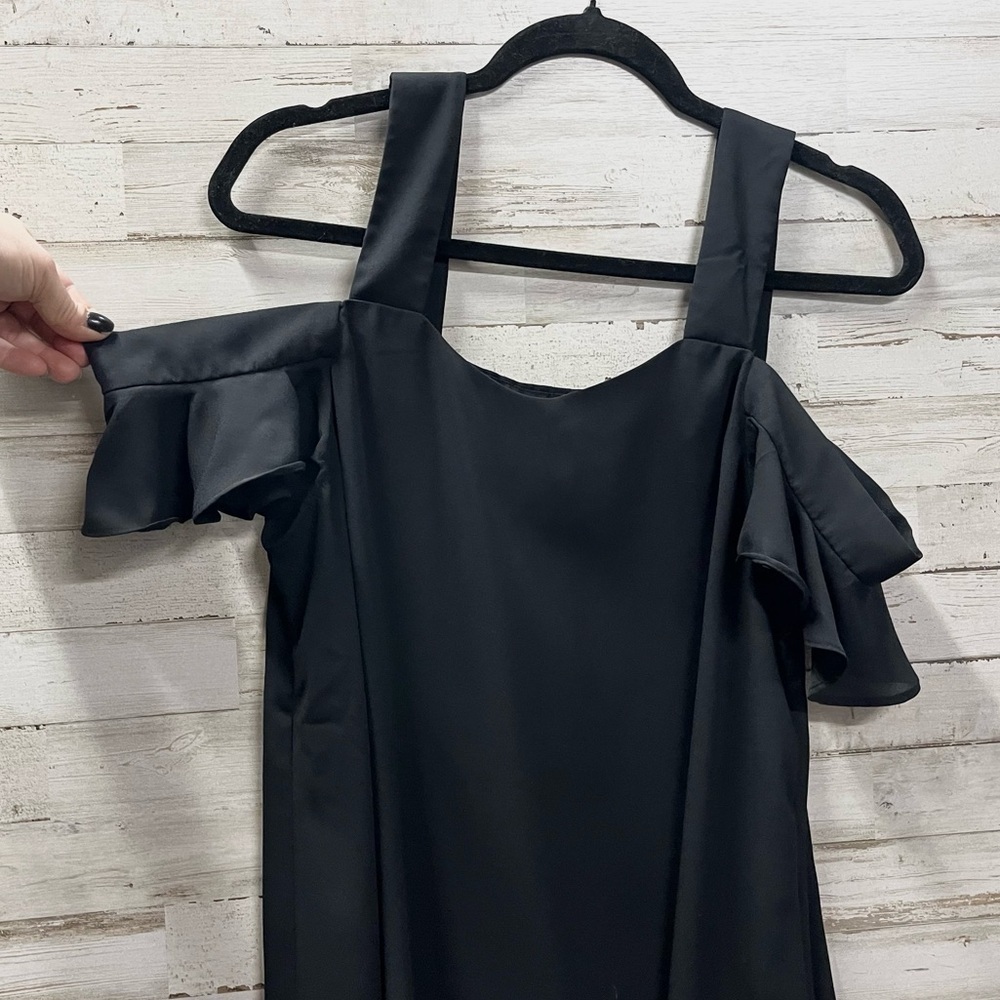Caramel Black Cold Shoulder Sheer Blouse - Picture 5 of 8